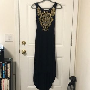 Black and gold high-low dress